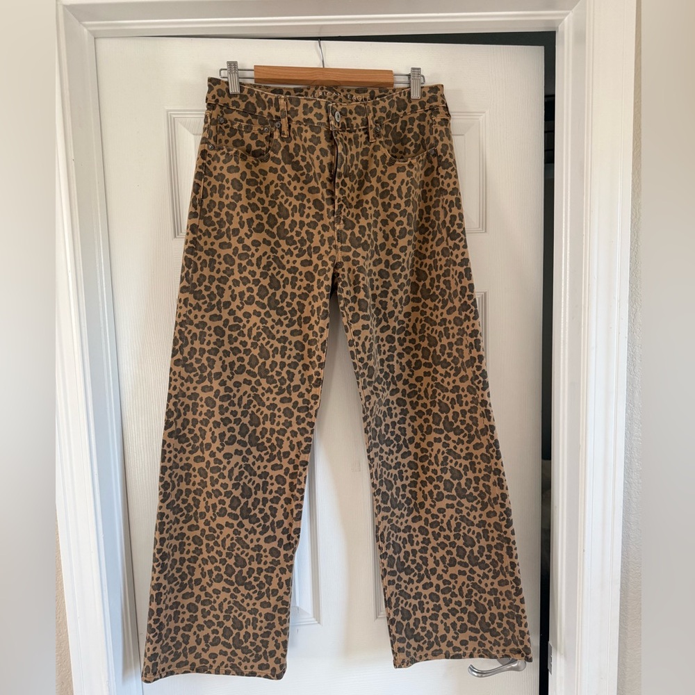 Cropped Wide Leg American Eagle Outfitters Leopard Print Jeans
